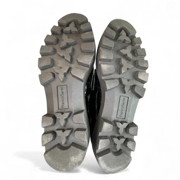 Franco Sarto Brindy Black Patent Pebbled Leather Chunky Platform Loafer Y2K Goth - Picture 9 of 11